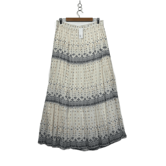 New Rockmans Cream Tribal Maxi Boho Skirt Size 14