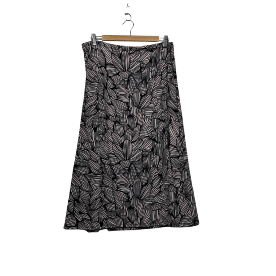 New Noni B Black Puff Print Midi Stretch Waistband A-Line Skirt Size 14