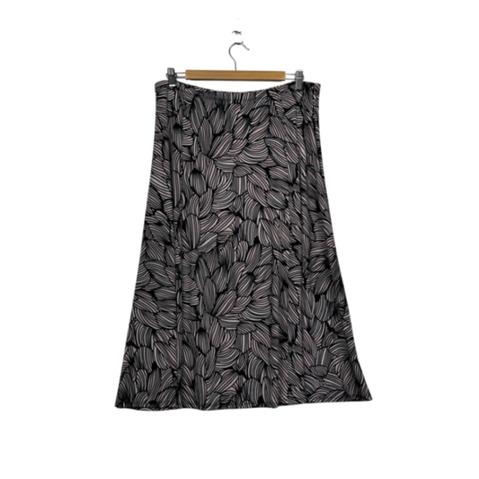 New Noni B Black Puff Print Midi Stretch Waistband A-Line Skirt Size 14