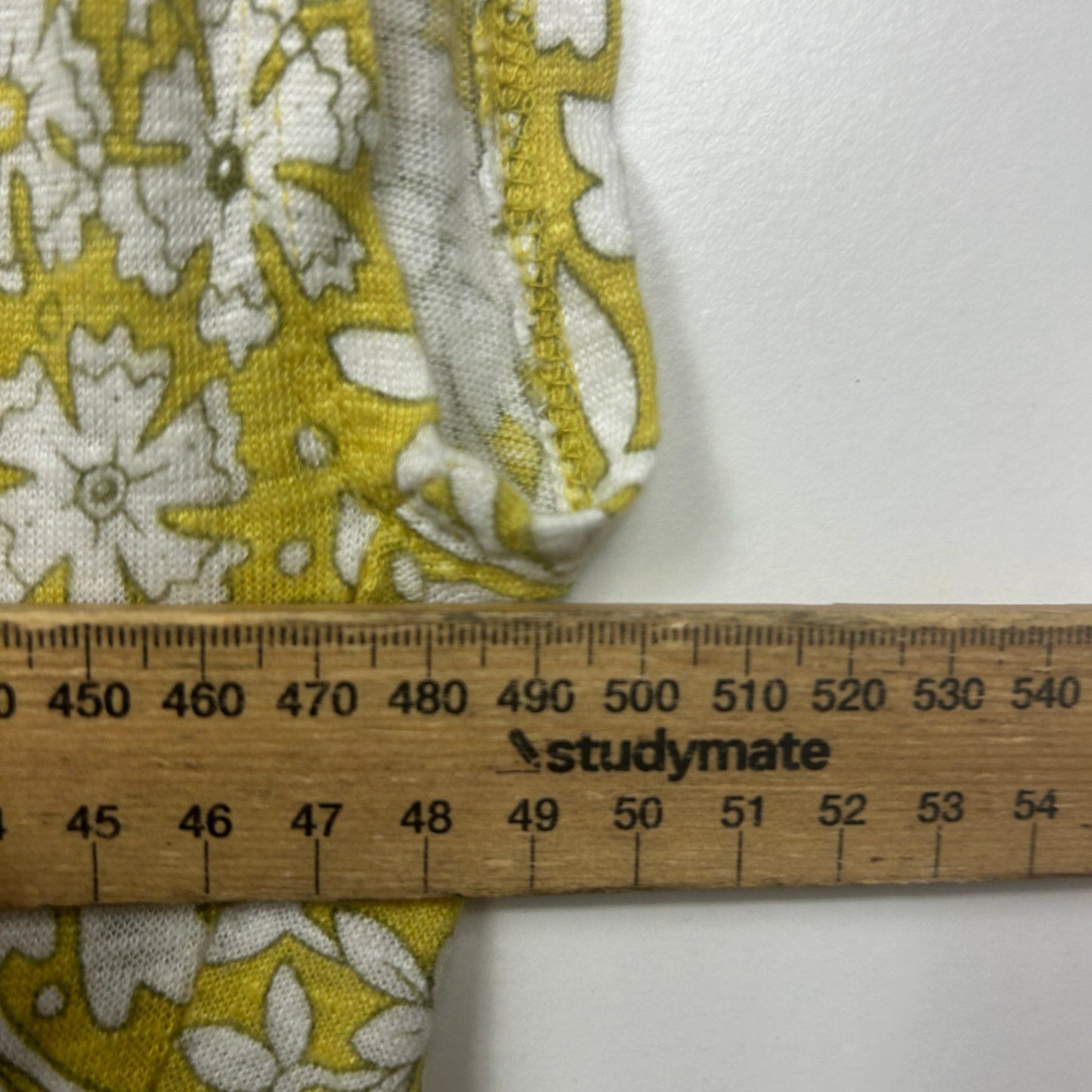 Rachel Ashwell Linen Mustard Yellow Floral Blouse Top Size 14 Large