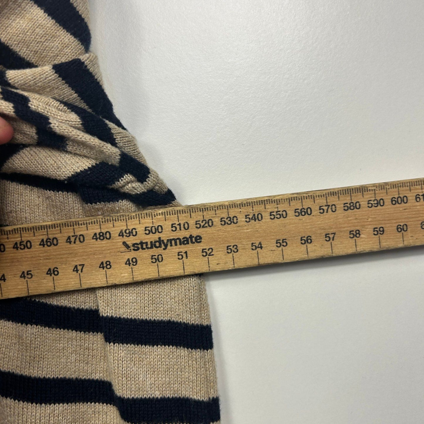 Suzanne Grae Beige Black Cotton Viscose Striped Casual Top Size 14 Large