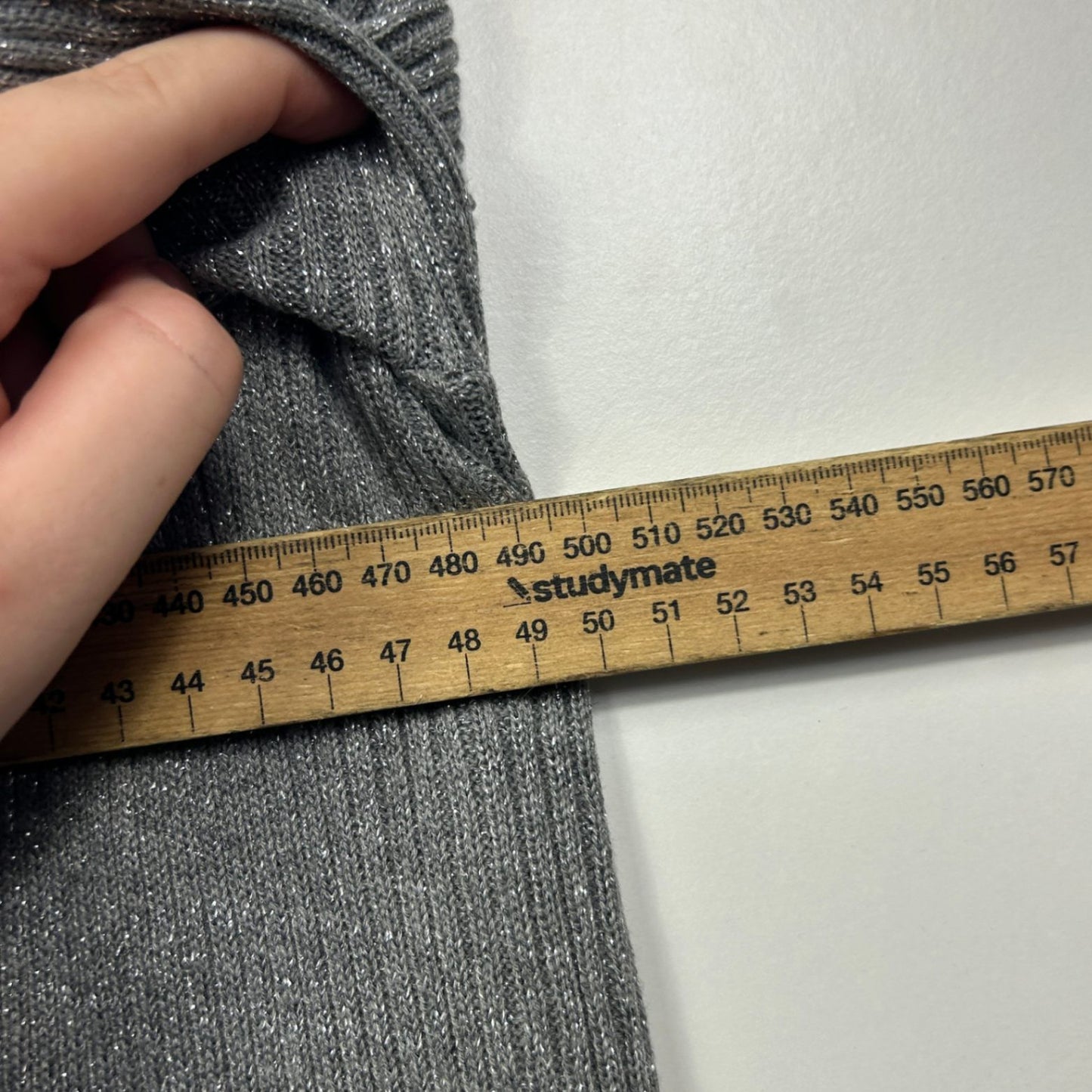 Rockmans Metallic Grey Longline Cardigan Size 14 Large Zipper Pockets