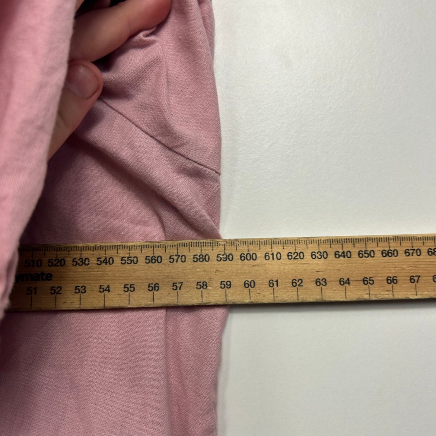 Sass Women's Pink Linen 3/4 Sleeve V-Neck Hi Low Top Blouse Size 16