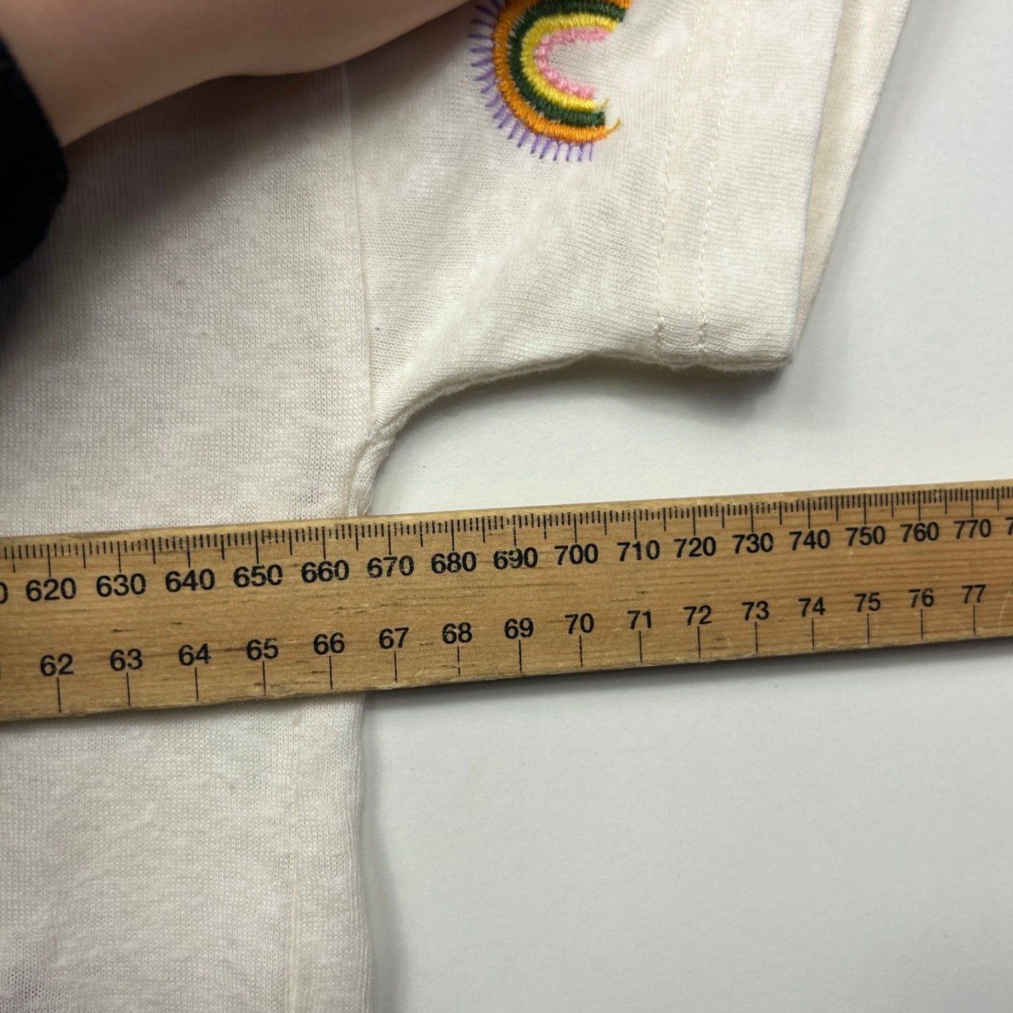 Sportsgirl White Cropped Short Sleeve Crew Neck T-Shirt Size 16 18 2XL Butterfly