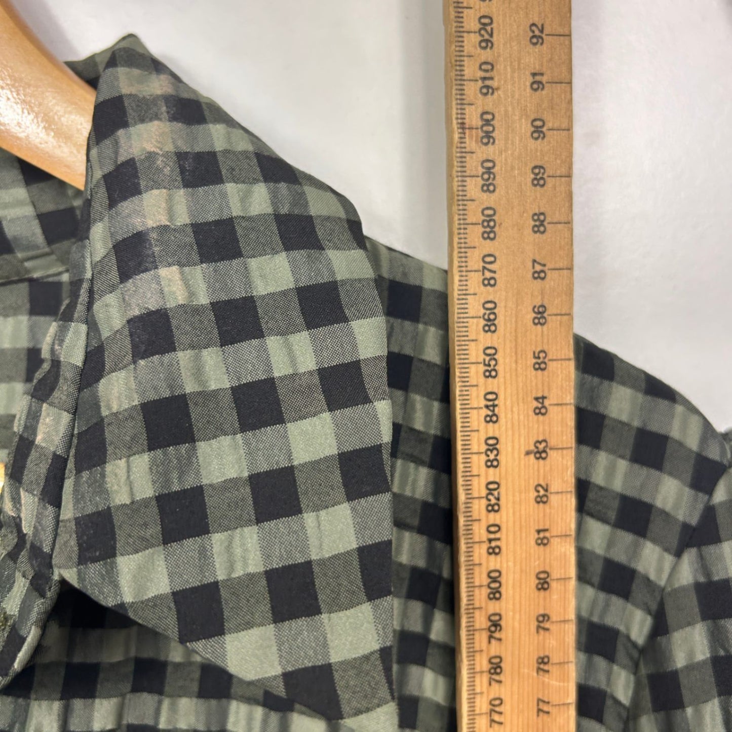 River Island Green Black Gingham Check Long Sleeve Smock Shirt Dress Size 16