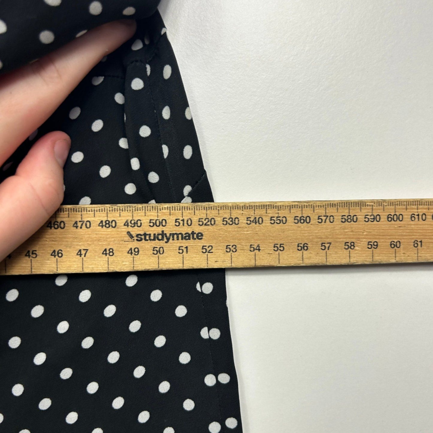 Forever New Black White Long Sleeve Polka Dots Top Blouse Size 12