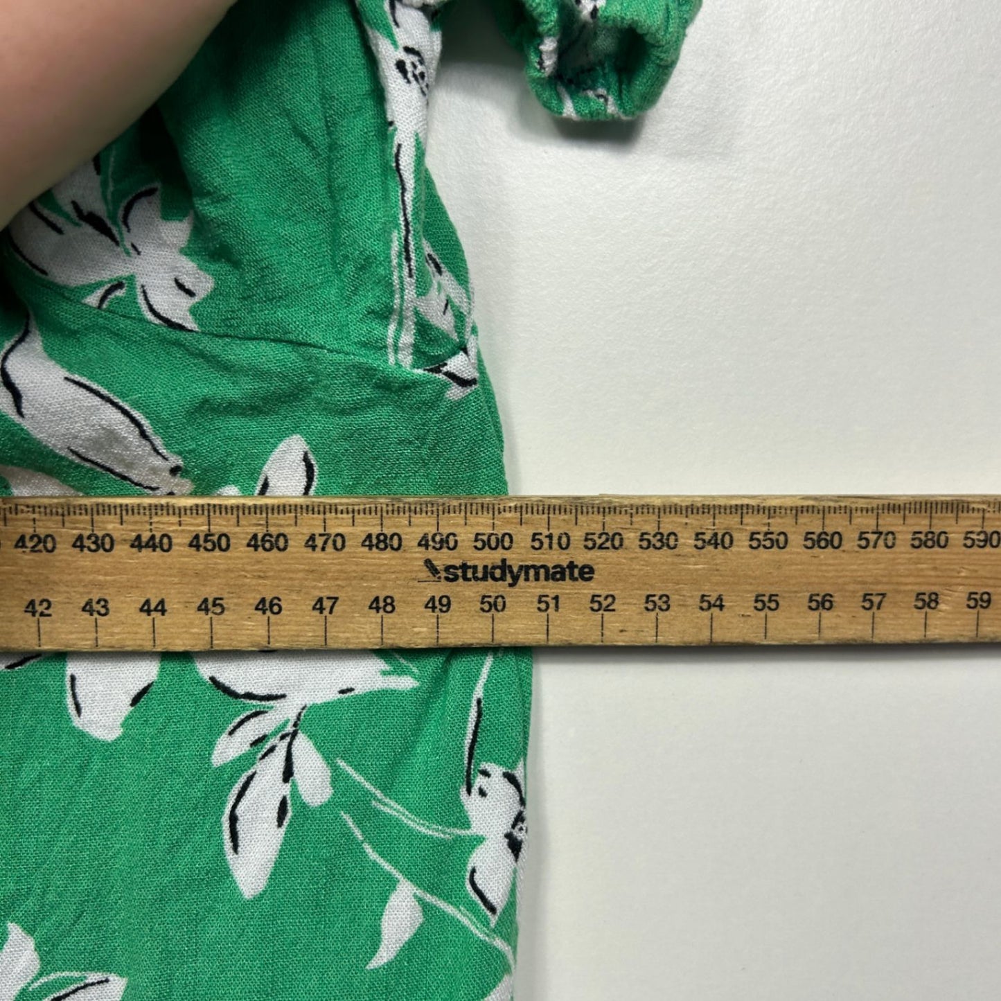 Taking Shape Green Viscose 3/4 Sleeve Floral Boho Top Blouse Size 12