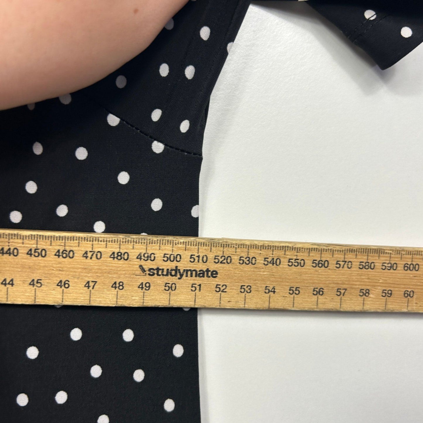 Taking Shape Black White Dots Midi Length Long Sleeve Dress Size 14 XS