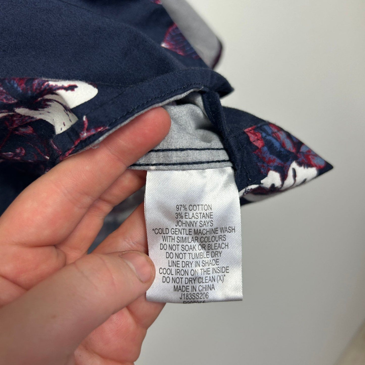 Johnny Bigg Navy Blue Floral Print Short Sleeve Shirt Size 6XL