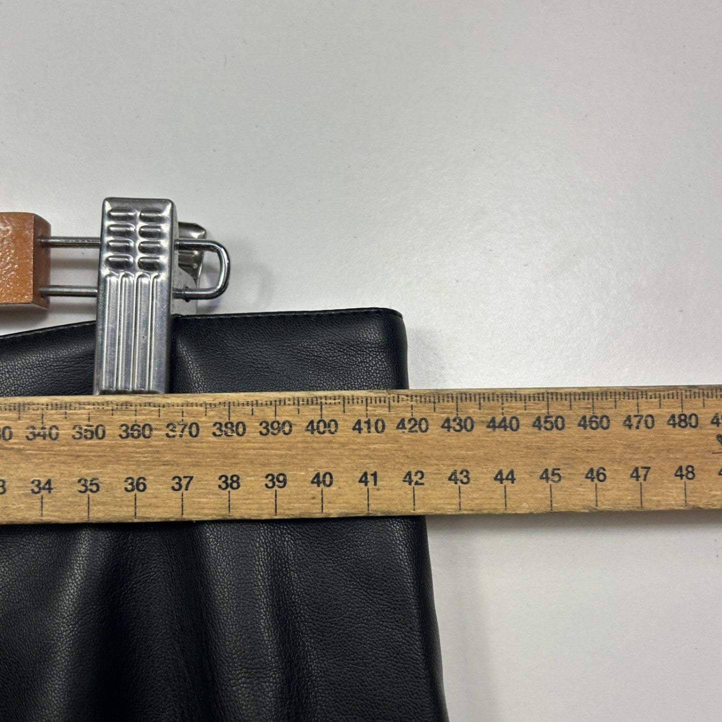 Atmos&Here Size 14 Faux Leather PUC Black Zip Fly Pants Trousers