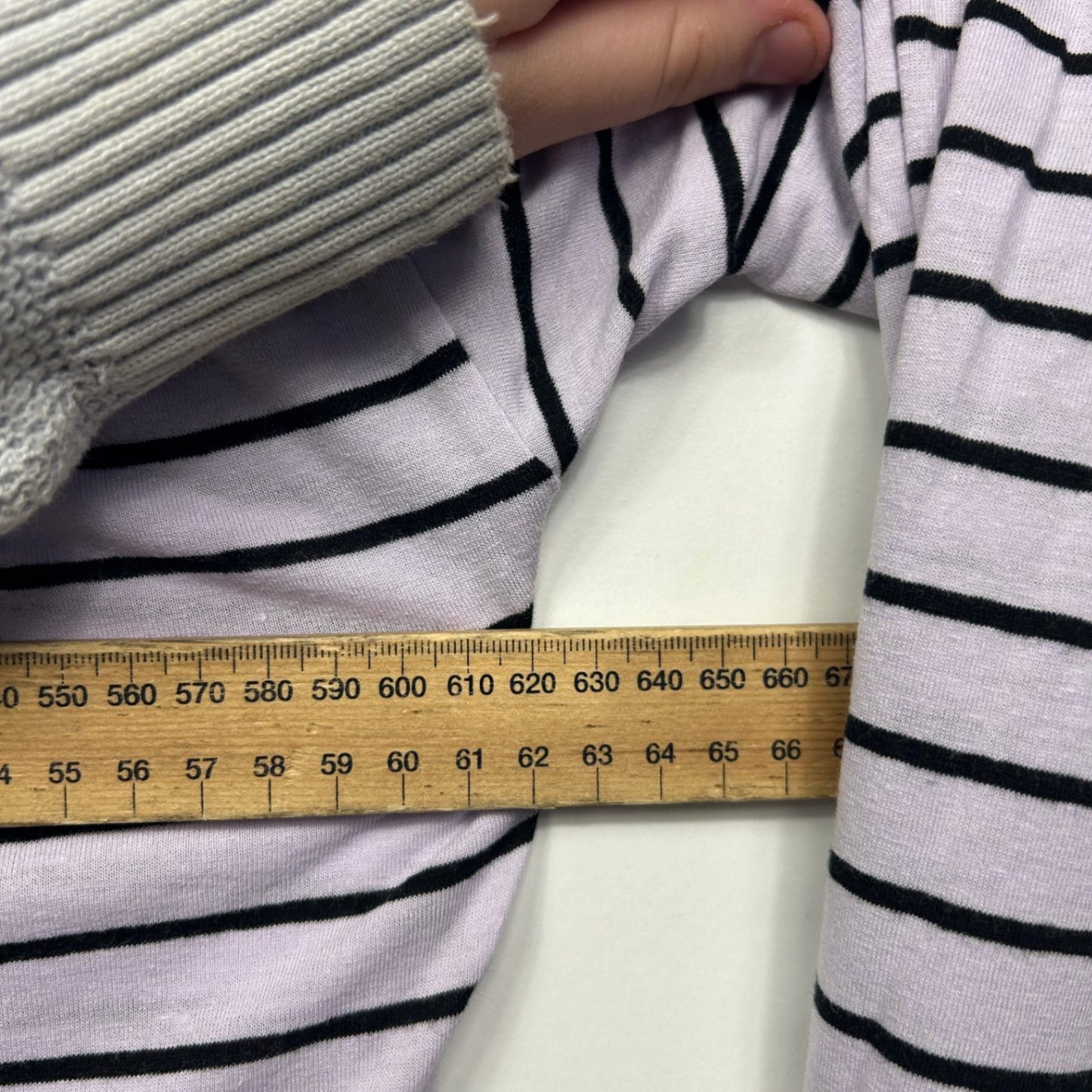 Country Road Mauve Black Long Sleeve Linen Blend Striped Casual Top Size L