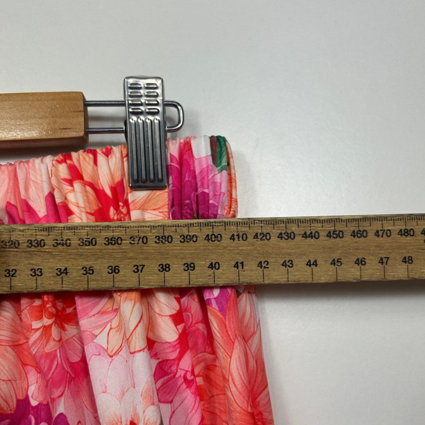 Shein Womens Pink Red Floral Tiered Maxi Skirt Size 14-16