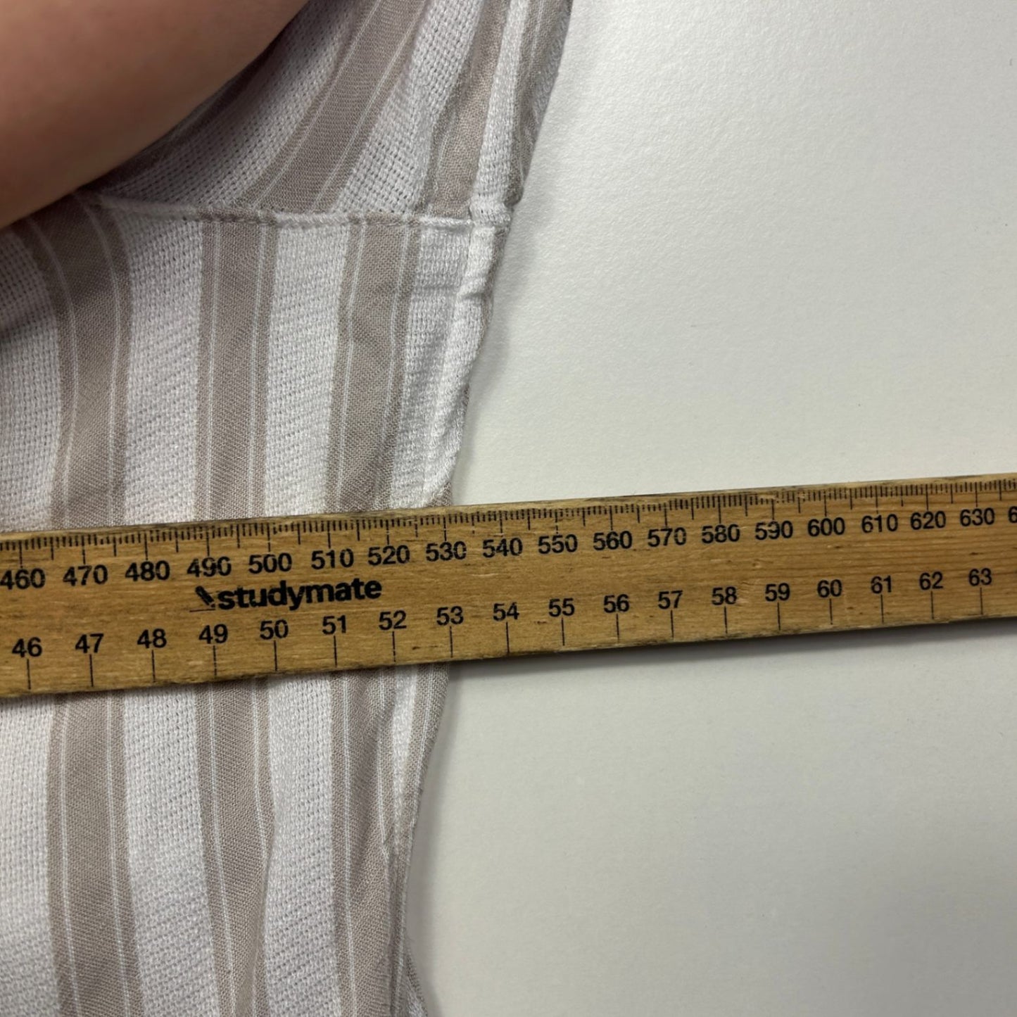 Target Striped Beige White Long Sleeve Button Up Top Size 14