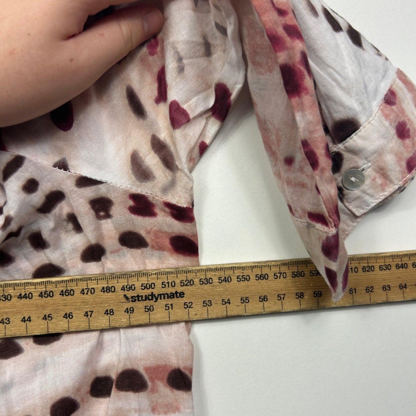 Liz Jordan Womens Multicoloured Cotton 3/4 Sleeve Button-up Blouse Size 14