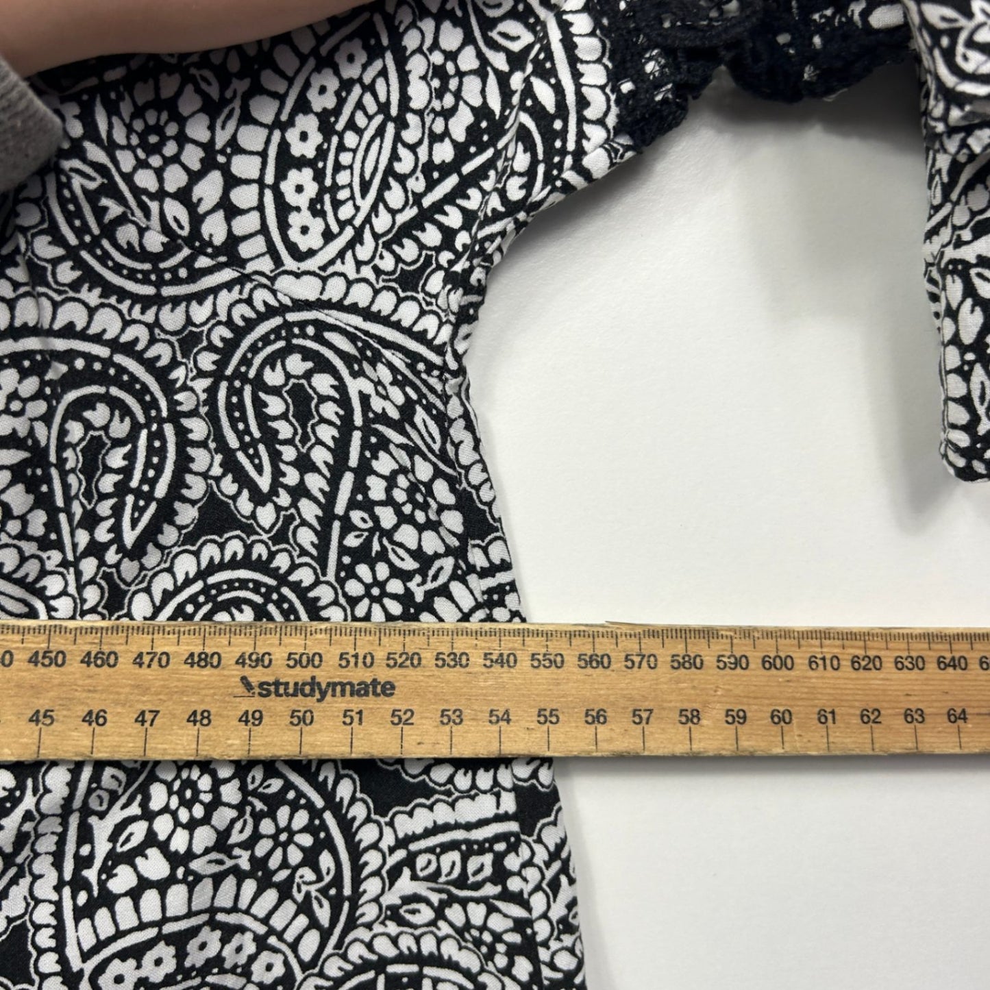 Autograph Black White Viscose 3/4 Sleeve V Neck Tunic Blouse Size 18