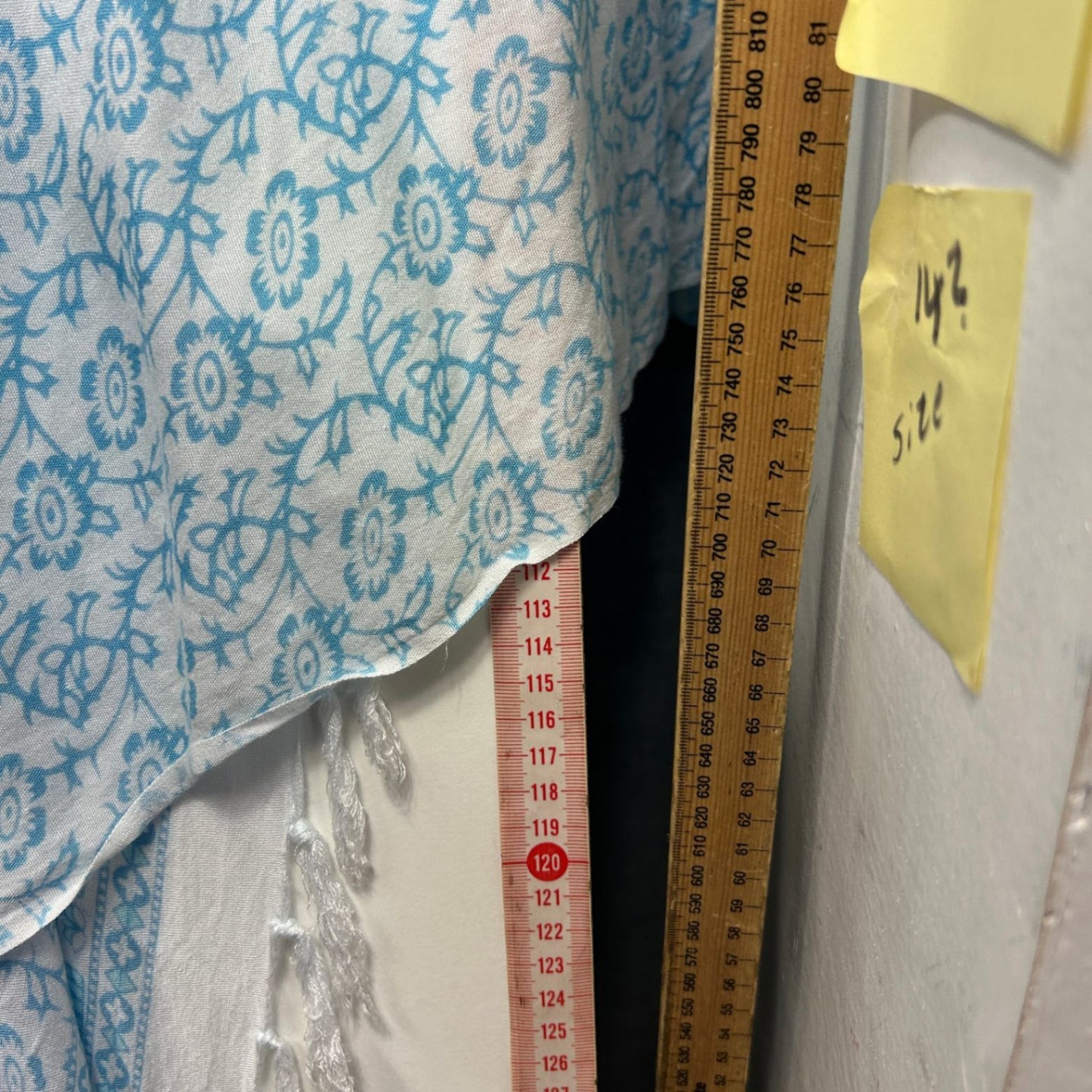 Boho Hippie Blue White Paisley Sequins Sleeveless Vest Open Front Kimono Top