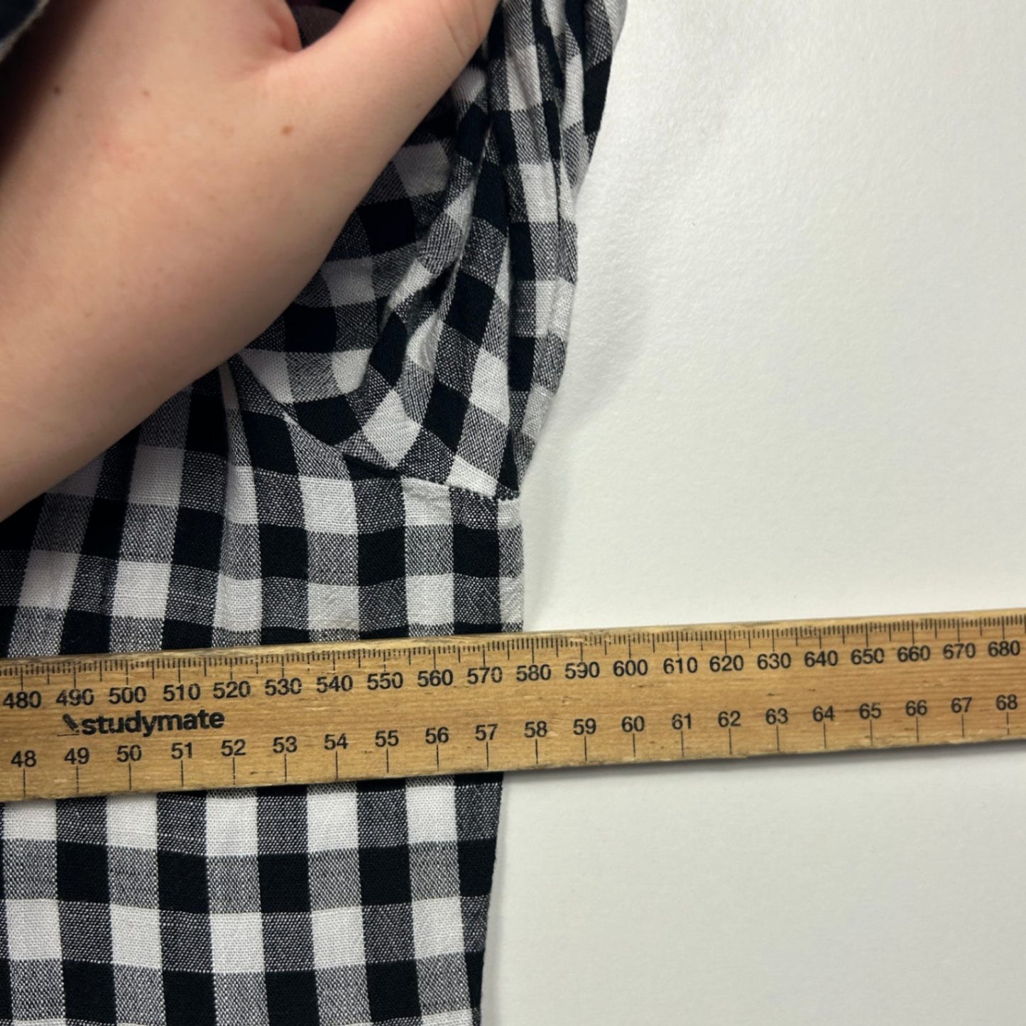 &me Black White Viscose Long Sleeve Gingham Check Smock Dress Size 14