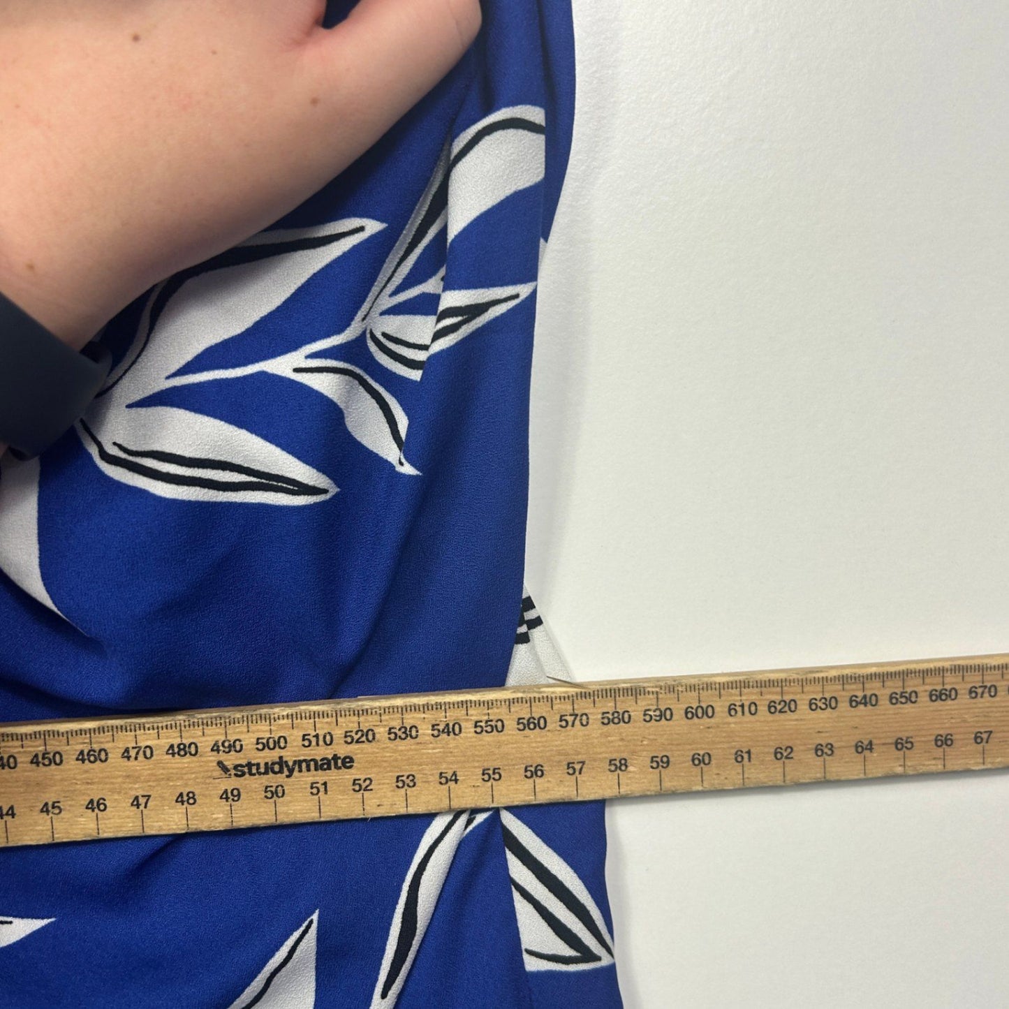 Miller Blue Floral Leaf 3/4 Sleeve Tops Size 14