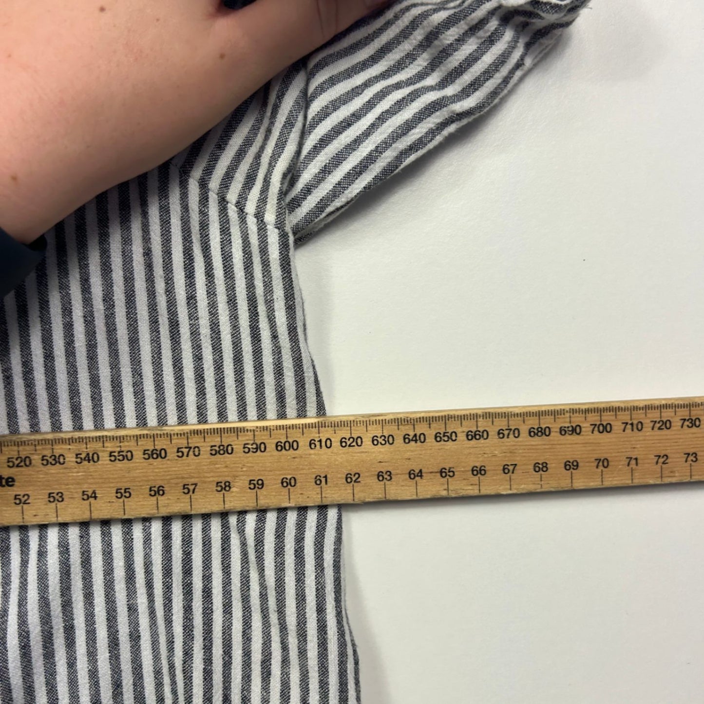 Suzanne Grae Linen Grey White Striped Top Blouse Size 18