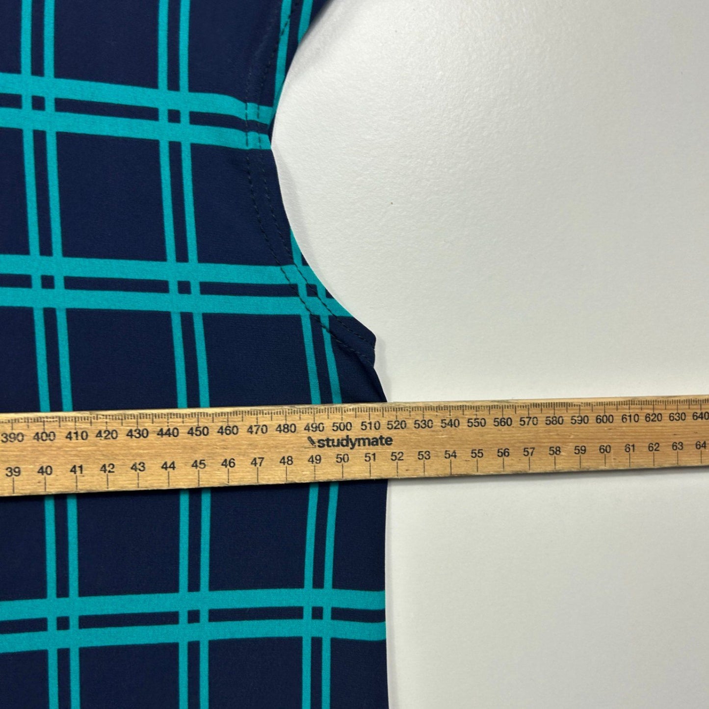 Bird Keepers Teal Blue Green Knee Sleeveless Check Shift Dress Size 16