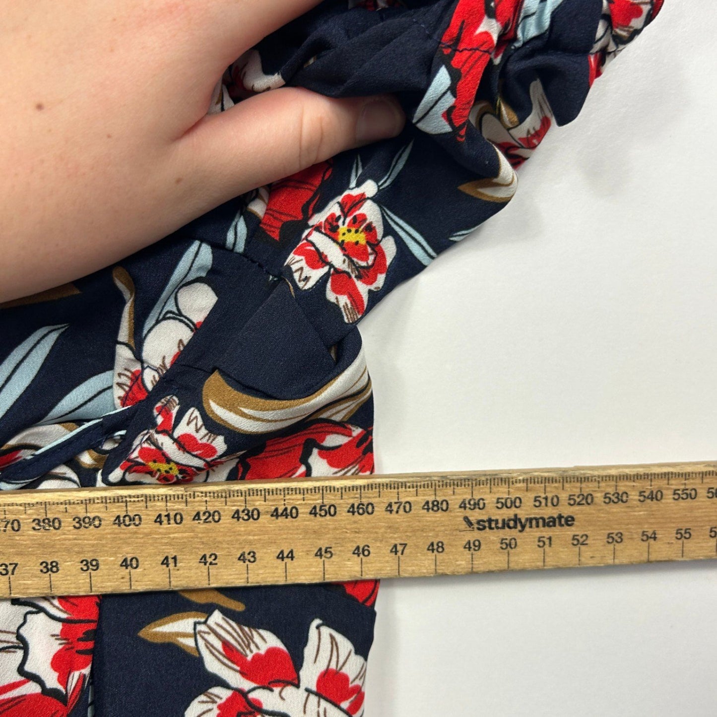 New Boohoo Navy Floral Cold Shoulder Puff Sleeve Top Size 20