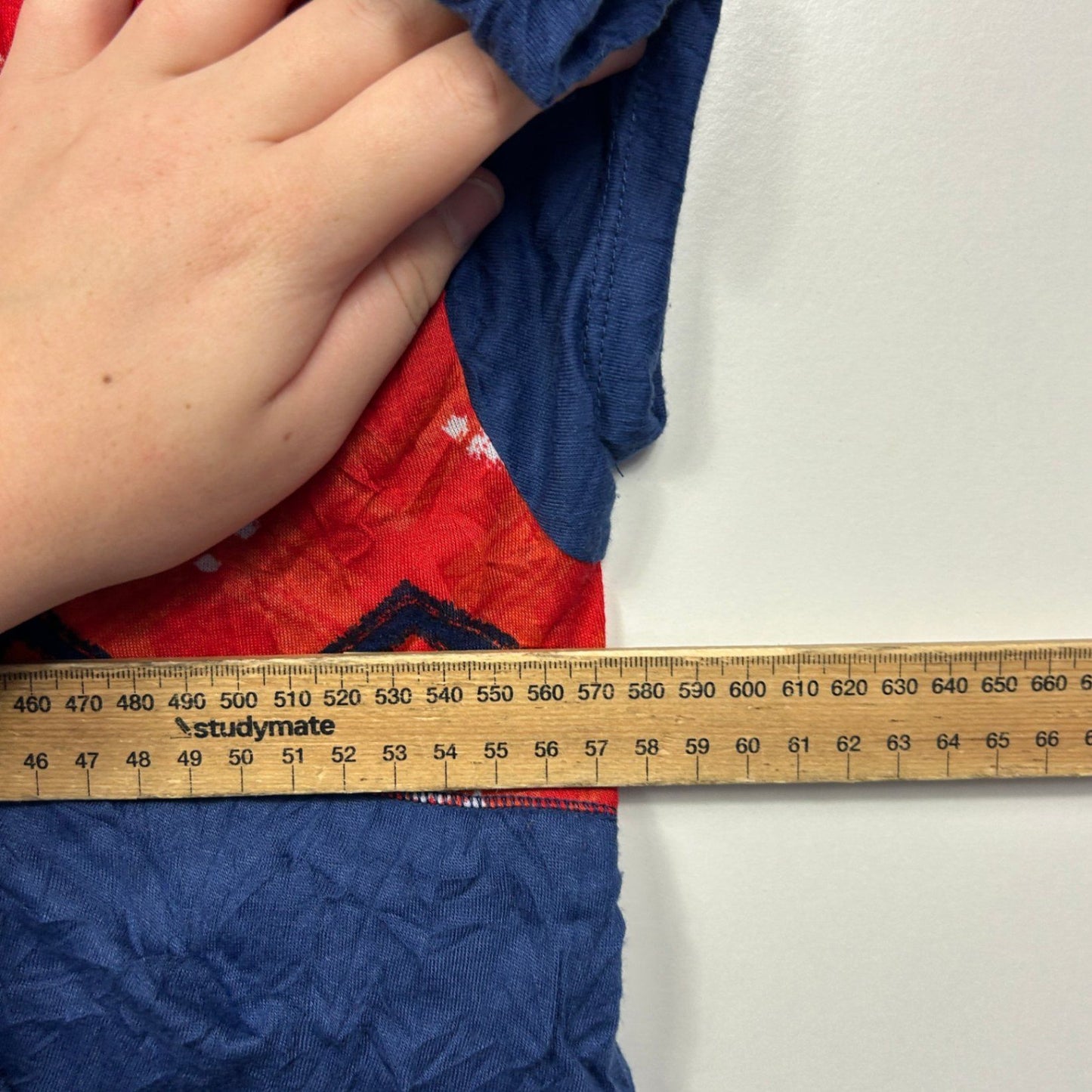 Virtuelle Red Blue Short Sleeve Layered Tunic Top Size 18 Medium Plus