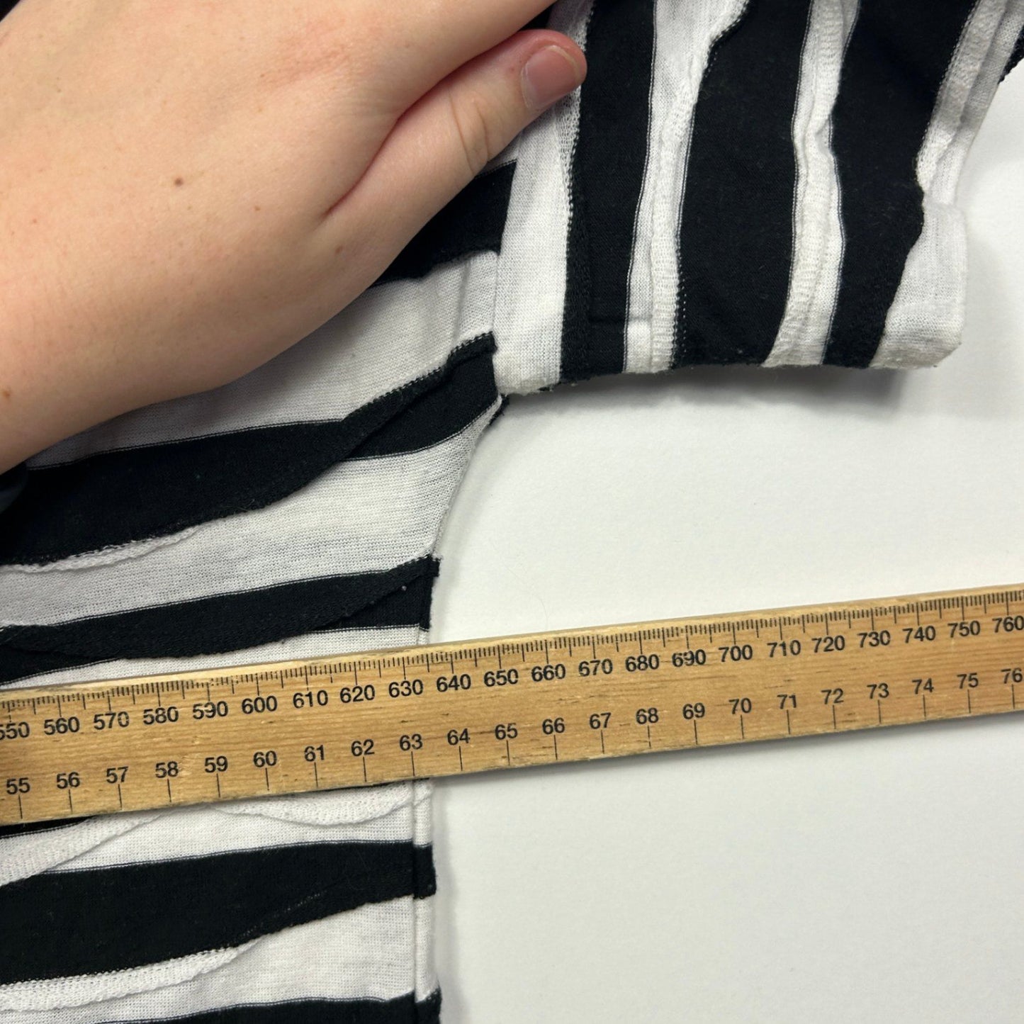 Virtuelle Black White Striped Short Sleeve Casual Top Size 14 - 16 XS Plus