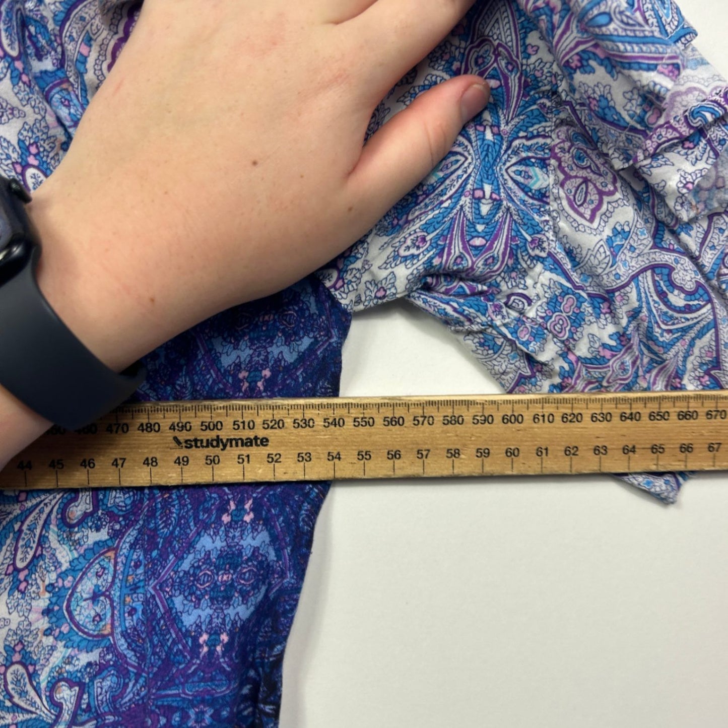 Rockmans Blue Bell Sleeve Paisley Print Top Blouse Size 20