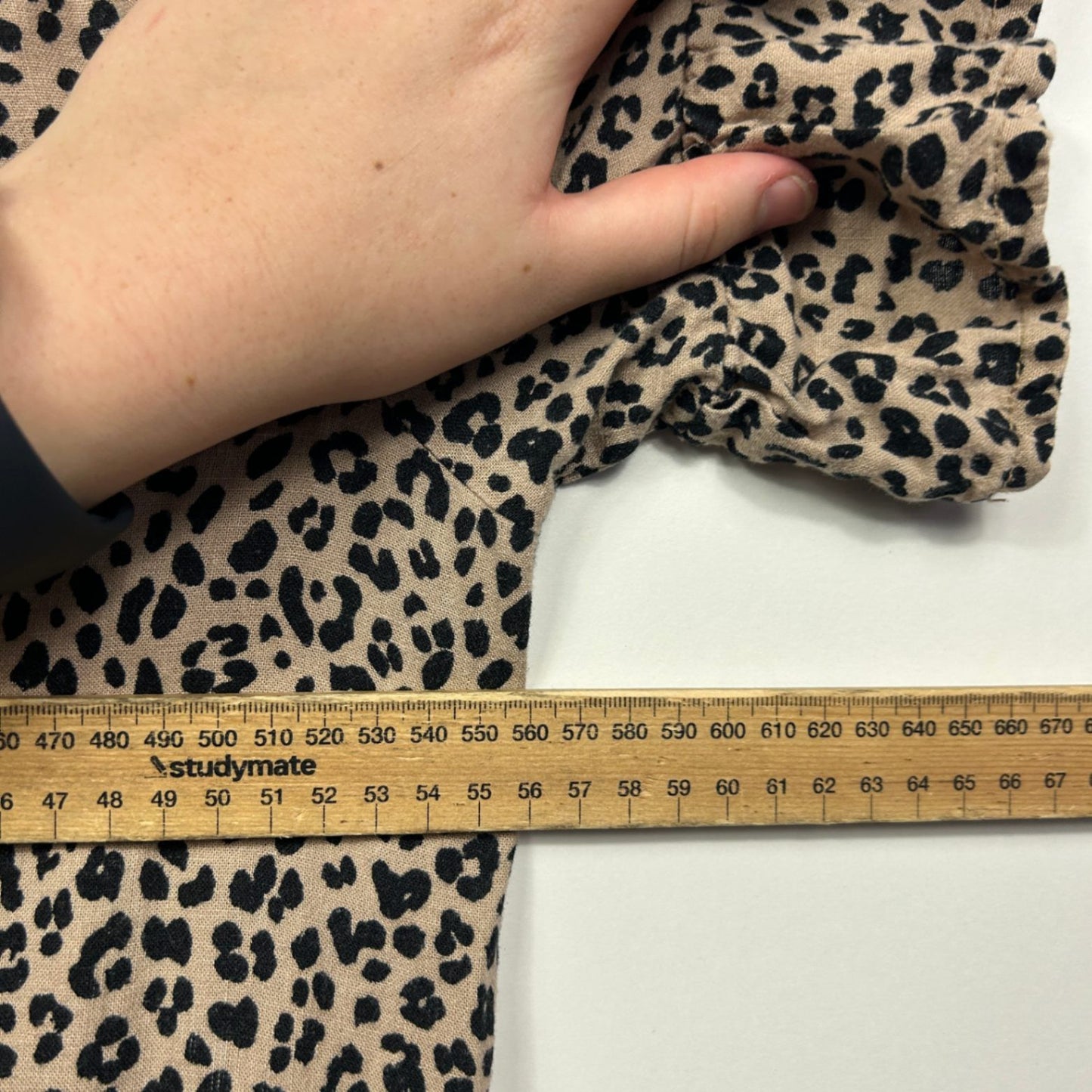 Anko Beige Viscose Blend Animal Print Short Sleeve Smock Tiered Dress Size 16