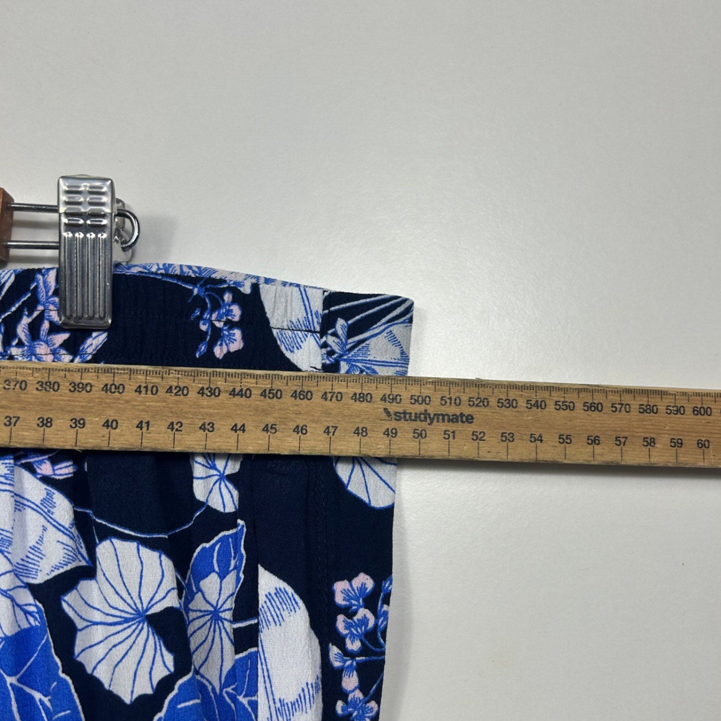 Katies Blue Floral Wide Leg Cropped Trousers Pants Size 18