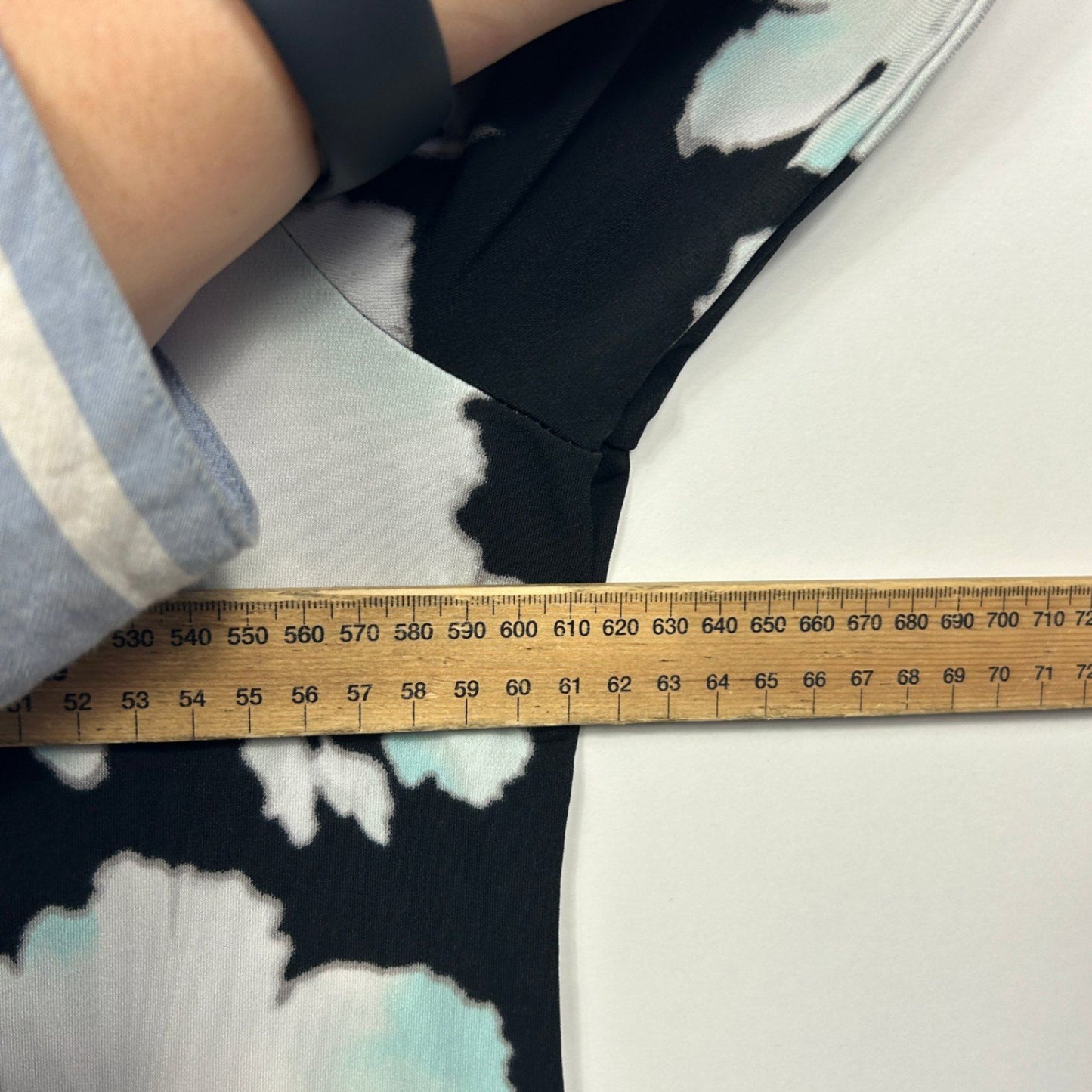 Rockmans Womens Black White Long Sleeve Floral V Neck Tunic Blouse Size 2XL