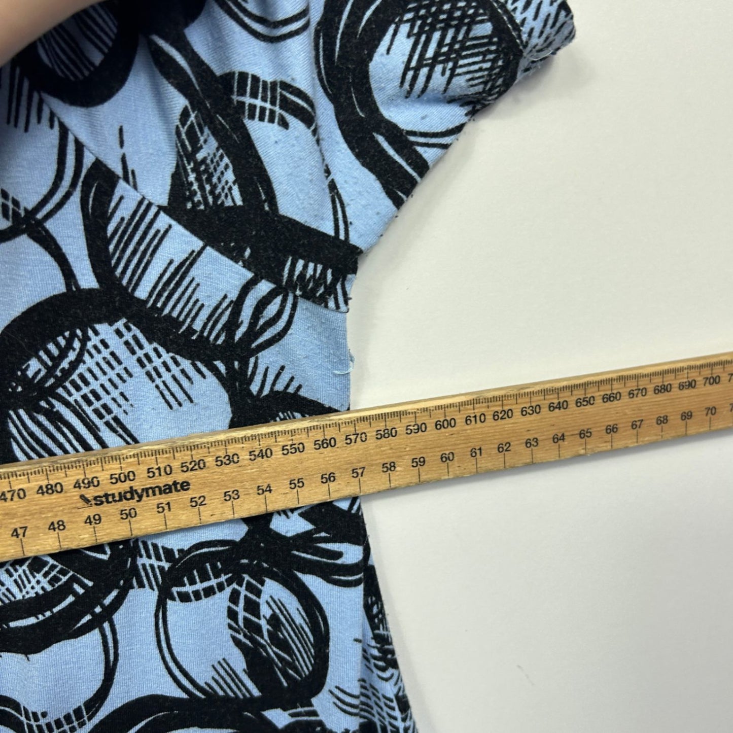 Taking Shape Blue Black Short Sleeve Asymmetric Hems Tunic Top Size 18 - 20