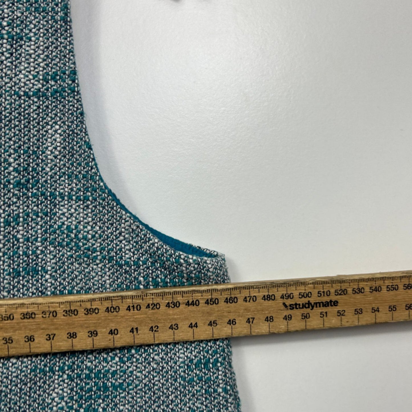 Cue Tweed Round Neck Textured Teal Peplum Top Size 12