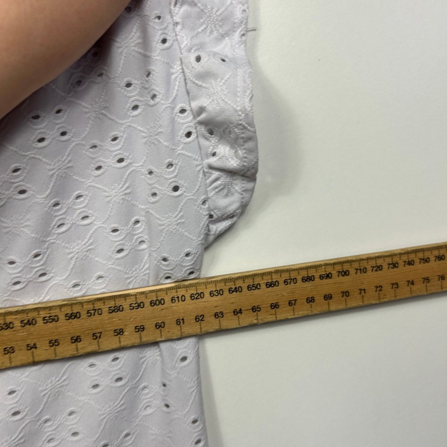 Autograph Broderie White Cotton Short Sleeve V-Neck Casual Blouse Top Size 20