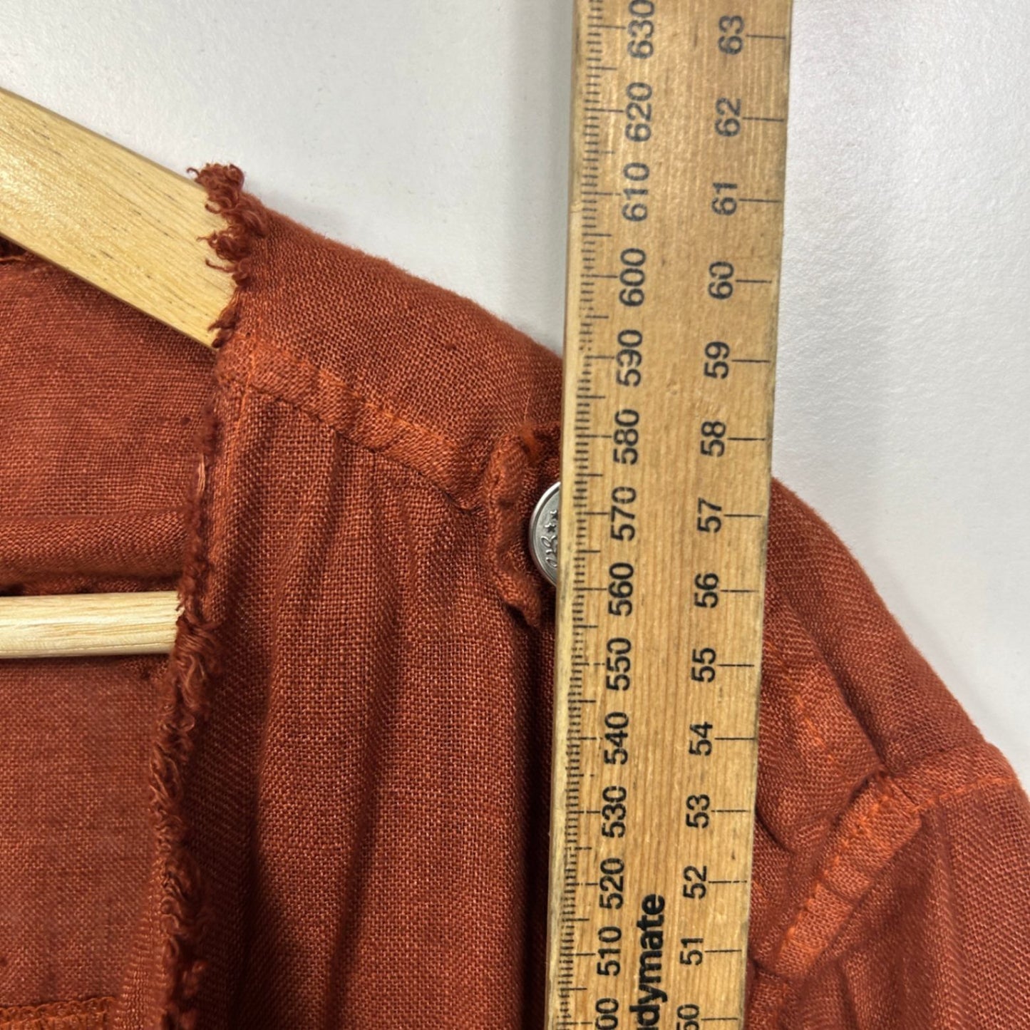 Montaigne Rust Linen Long Sleeve Open Front Top Jacket - One Size