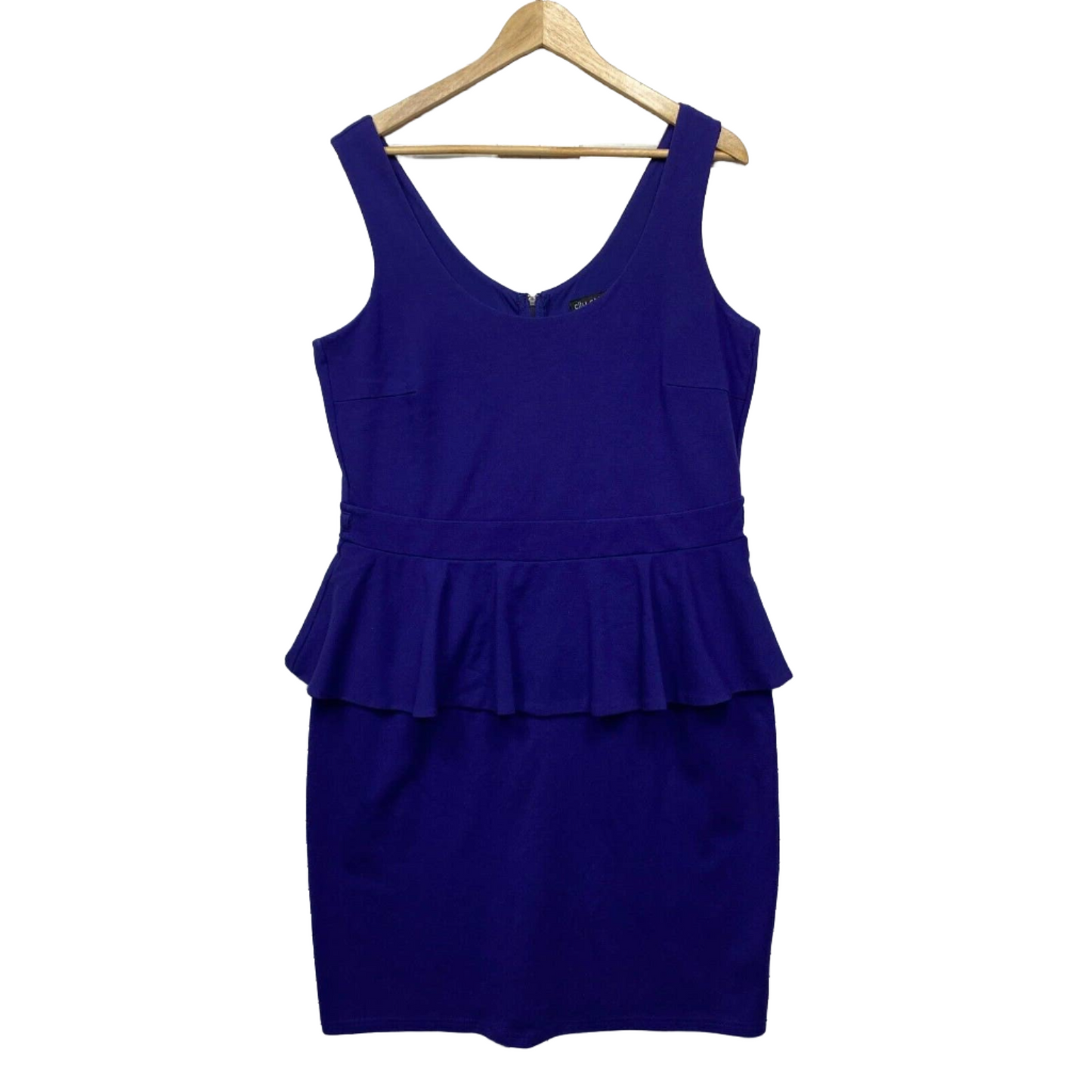 City Chic Dress Size 16 Plus Small Purple Peplum Sleeveless Pencil Knee Length