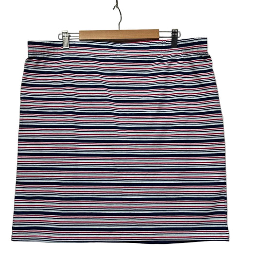 Navy white and purple striped skirt front view
