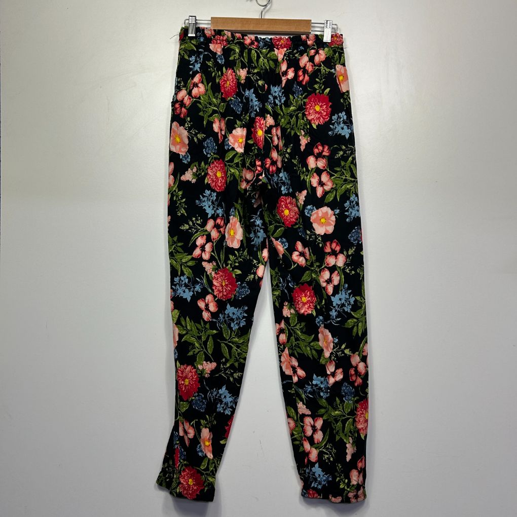 Black floral pants front view