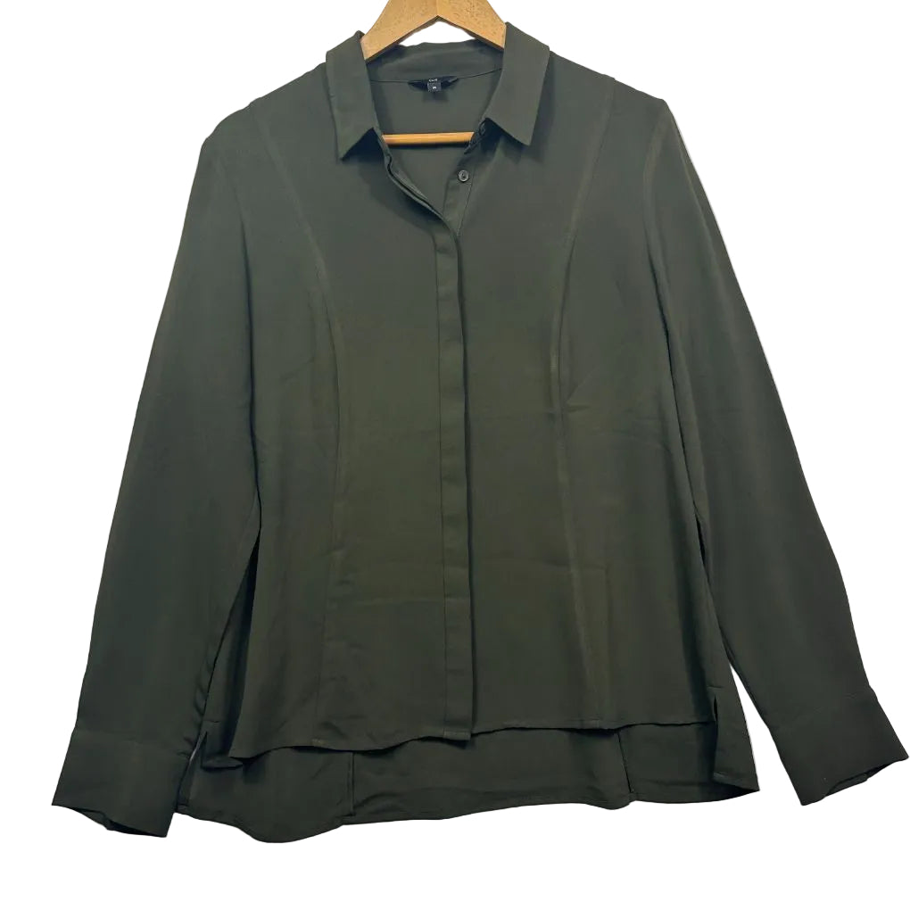 Cue Green Olive Long Sleeve Shirt - Size 14