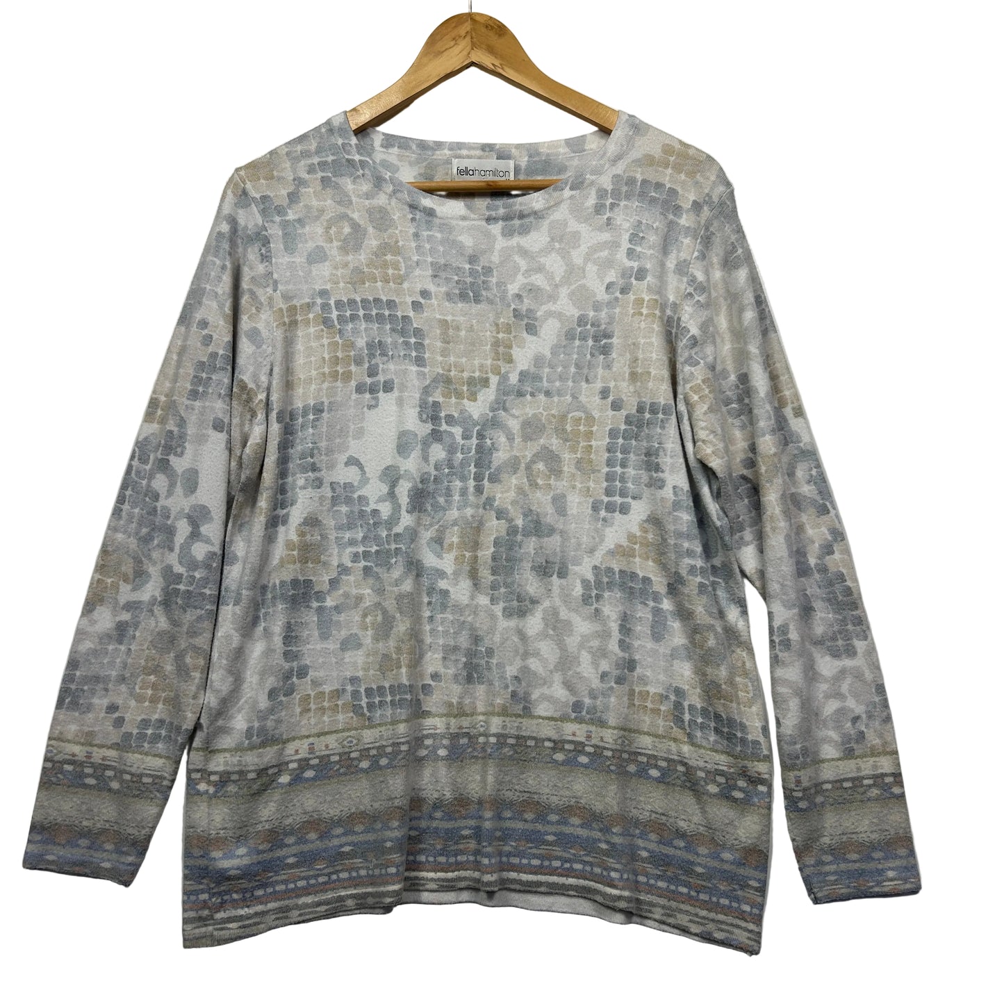 Grey patterned sweatshirt front view
