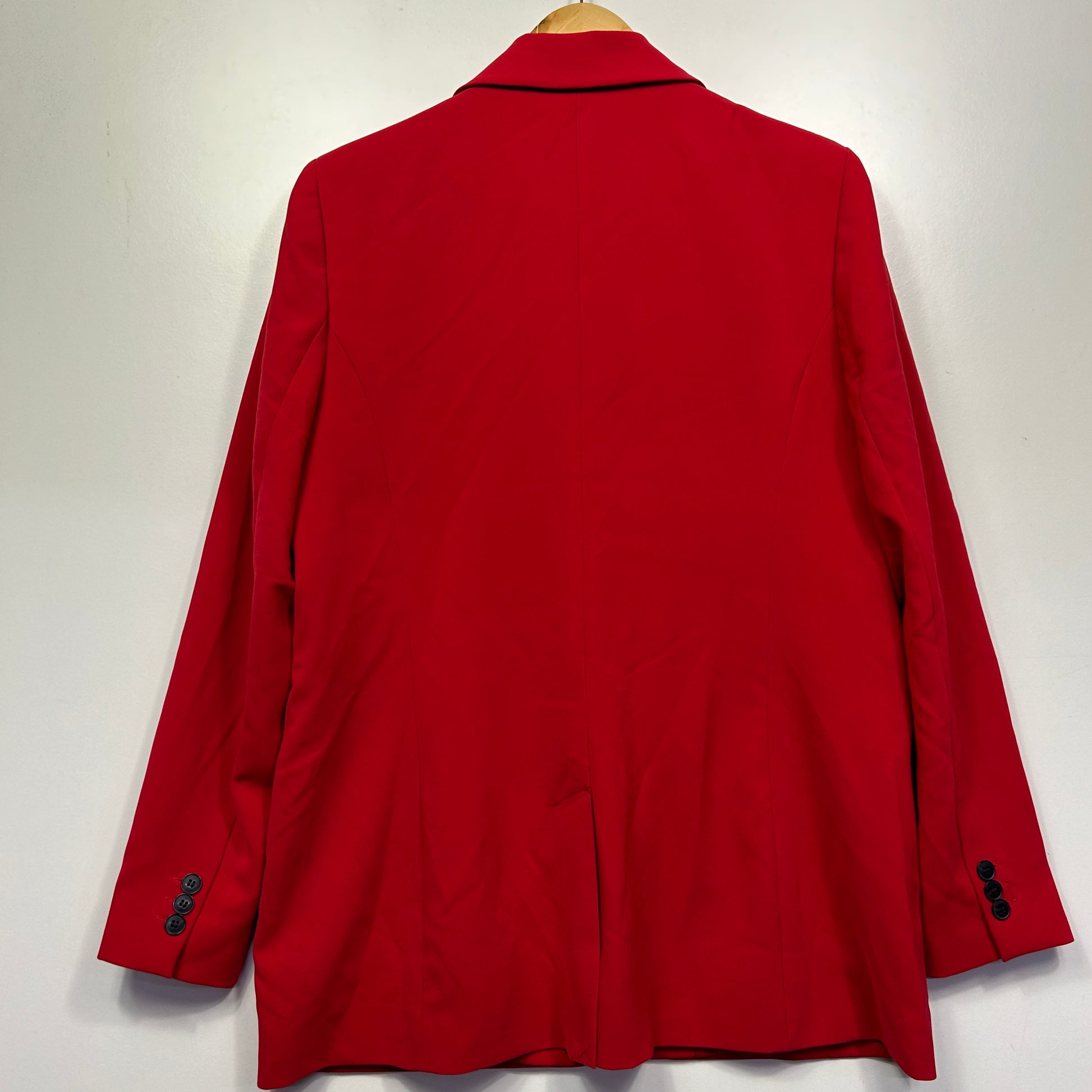Red blazer back view