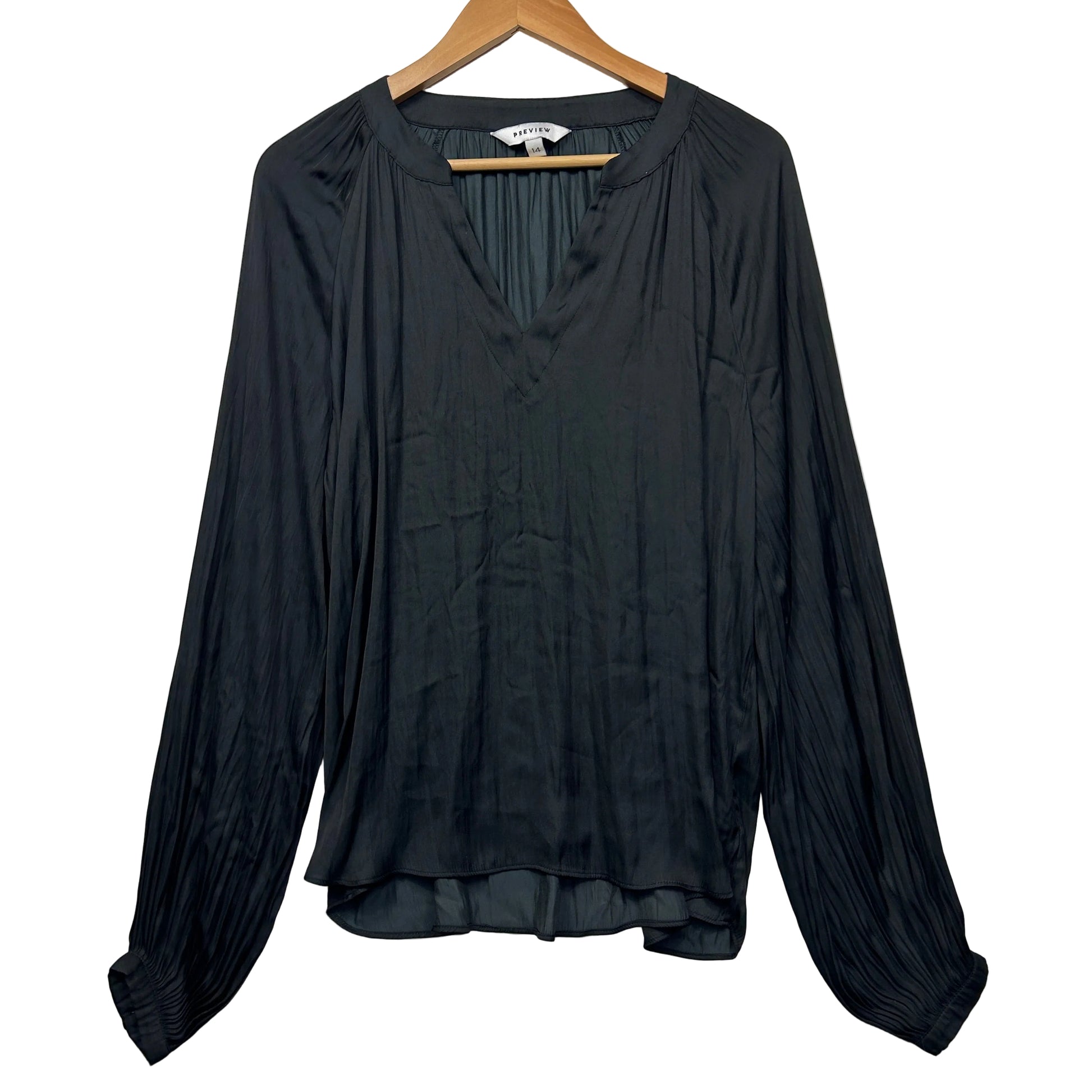 Black long sleeve blouse front view