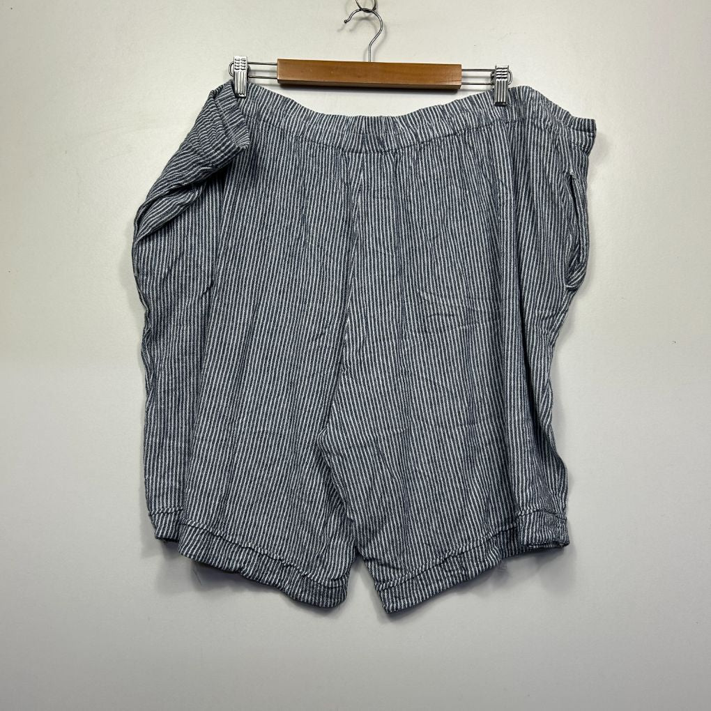 Blue striped shorts front view