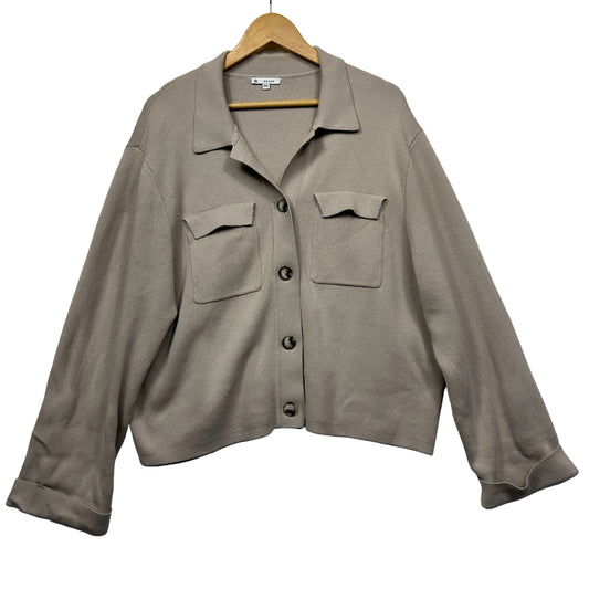 Beige shirt jacket front view