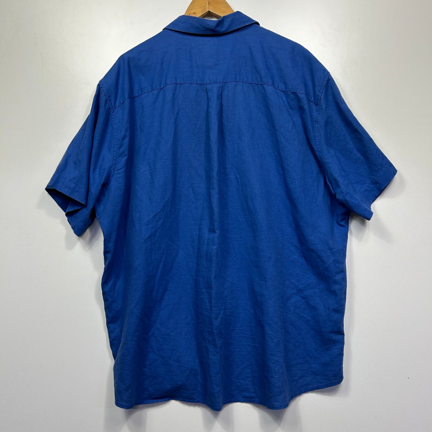 Blue short sleeve shirt back view