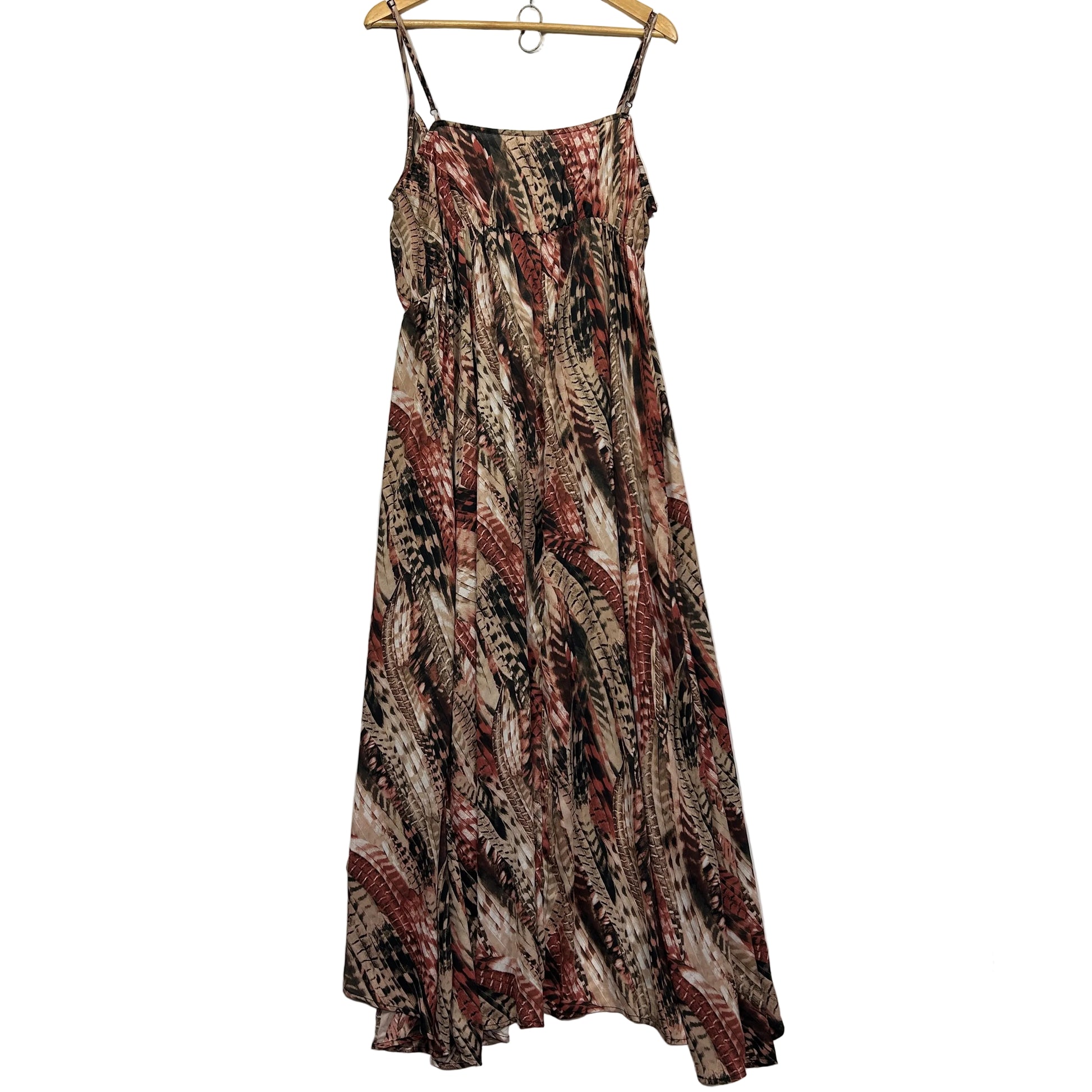 Brown floral maxi dress front view
