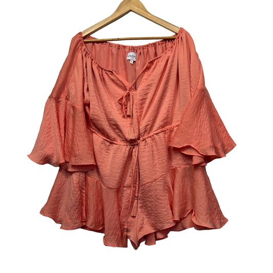 Rust red blouse front view