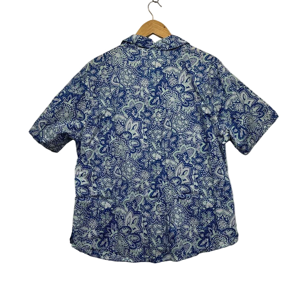 Blue floral shirt front view