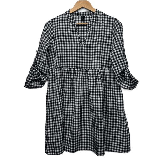 Emery Rose Black and White Cotton Blend Gingham Check Dress Size 12 14 Medium