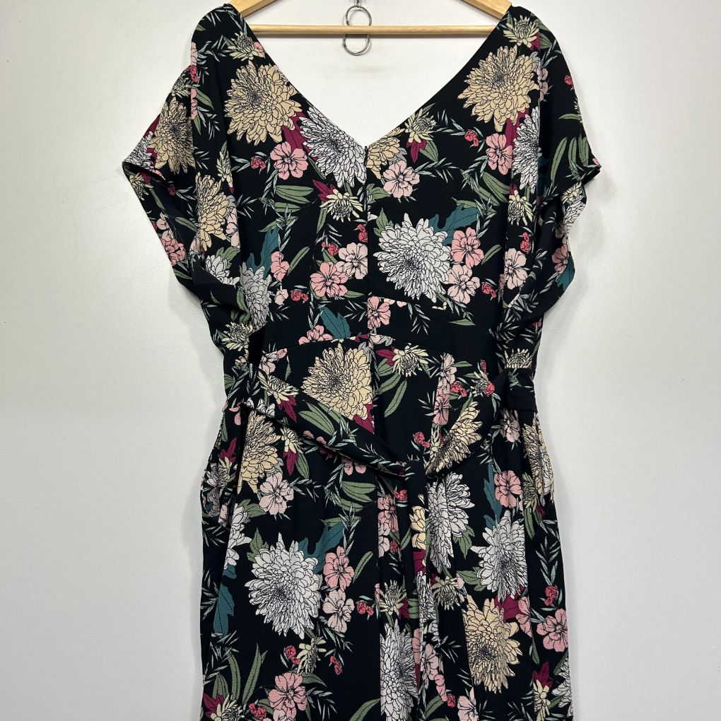 Black floral dress front view